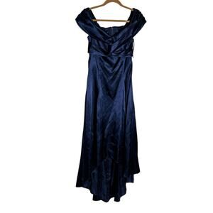 Vintage Off Shoulder High Low Satin Dress Size 13/14